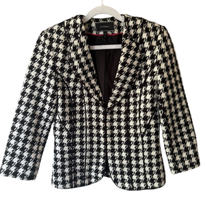 Le Chateau Black White and Gold Houndstooth Blazer Women’s XXS